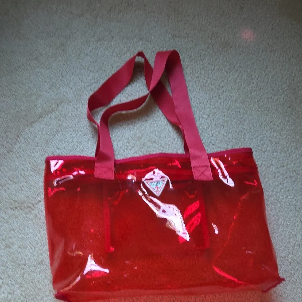 Guess Red Clear Tote - Picture 6 of 9